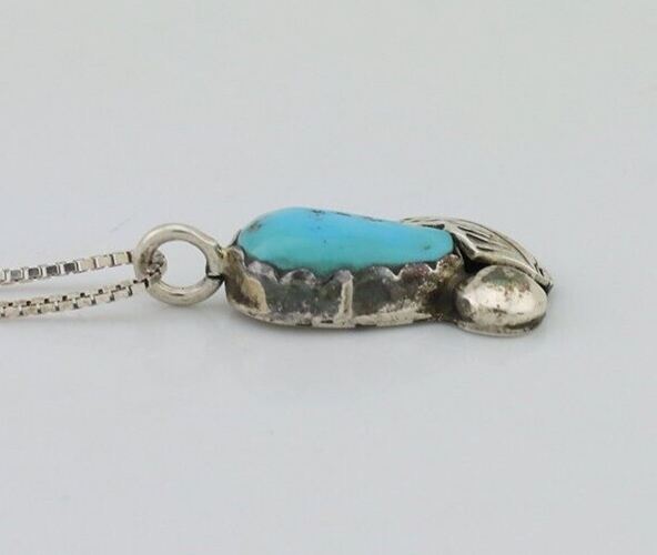 Zuni Necklace 925 Silver Blue Turquoise Artist Signed Simplicio C.80's