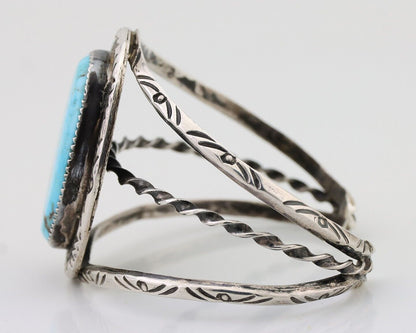 Navajo Cuff Bracelet 925 Silver Natural Turquoise Artist Signed JMC C.80's