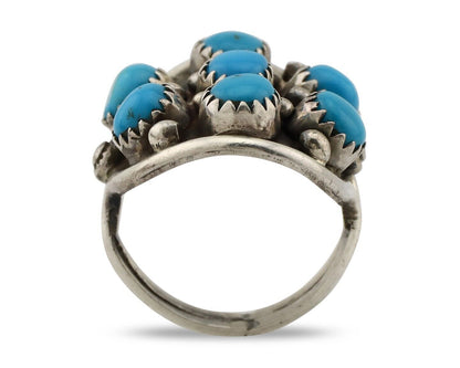 Navajo Ring 925 Silver Natural Blue Turquoise Signed Phillip Zachary Artist C80s