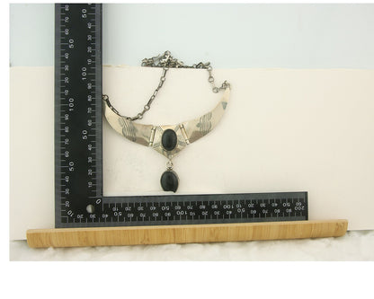 Vintage Navajo Necklace 925 Silver Natural Onyx Artist Signed AP