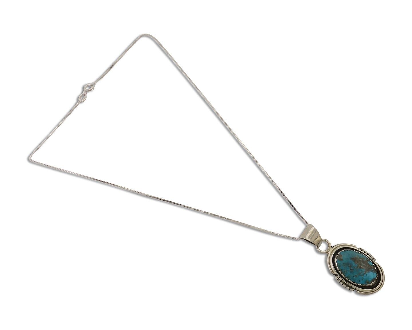 Navajo Necklace 925 Silver Turquoise Native American Artist C.80's