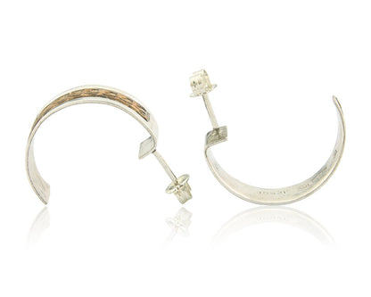 Navajo Hoop Earrings 925 Silver & Gold Artist Signed Randall Endito C.80's