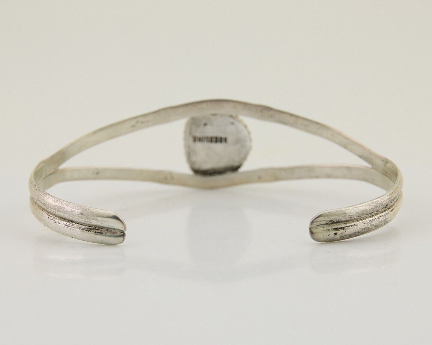 Navajo Hand Stamped Cuff Bracelet Turquoise 925 Silver Native American Artist