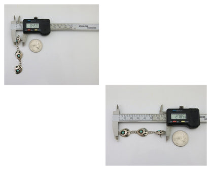 Navajo Paw Earrings 925 Silver Kingman Turquoise Native American Artist C.80's