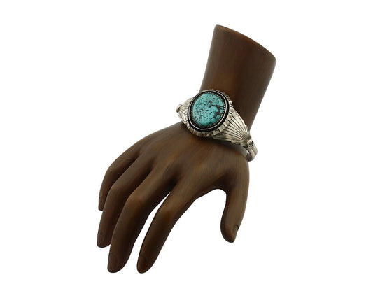 Navajo Bracelet 925 Silver Mine 8 Turquoise Native American Artist C.80's