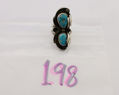 Navajo Handmade Ring 925 Silver Natural Tuquoise Native American Artist C.80's