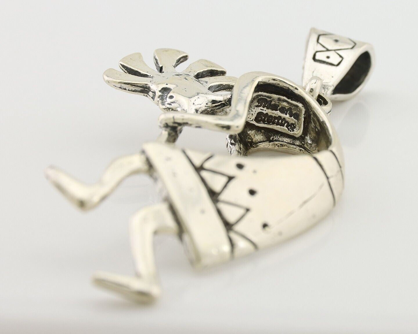 Navajo Kokopelli Pendant 925 Sterling Silver Artist Signed Masha C.80's