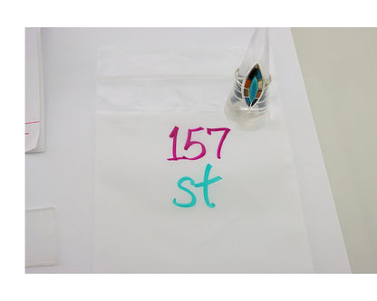 Navajo Ring 925 Silver Turquoise Shell Onyx Spiney Oyster Native Artist C80's