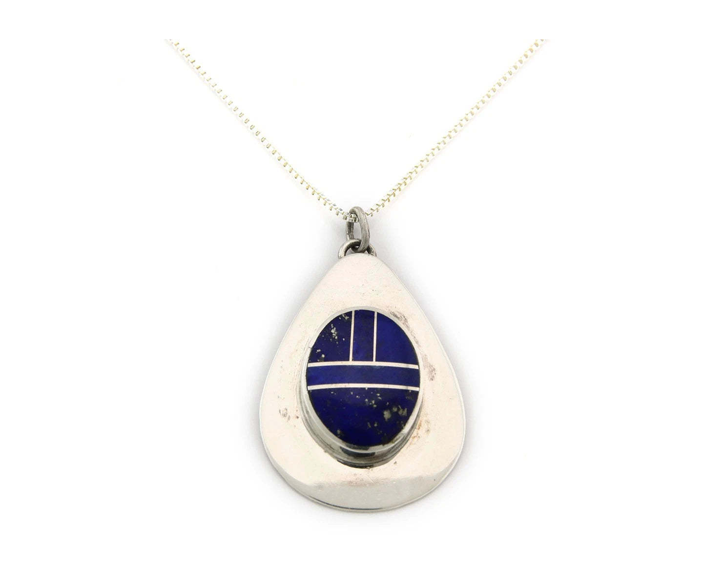 Navajo Necklace Sterling Silver Authentic Lapis Vintage Native Artist