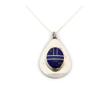 Navajo Necklace Sterling Silver Authentic Lapis Vintage Native Artist