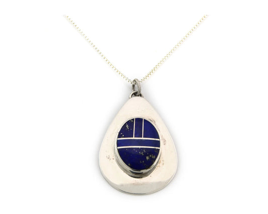 Navajo Necklace Sterling Silver Authentic Lapis Vintage Native Artist