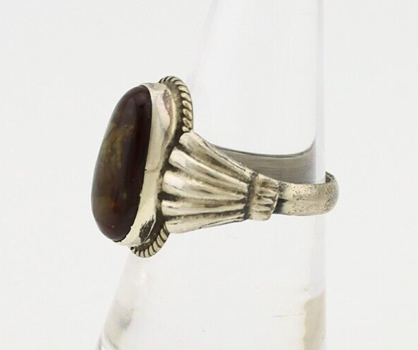 Navajo Handmade Ring 925 Silver Natural High Grade Fire Opal Native Artist C.80s