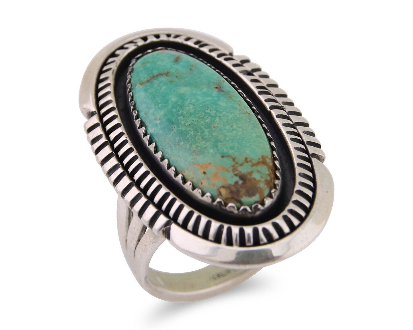 Navajo Ring 925 Silver Natural Blue Turquoise Native American Artist C.80's
