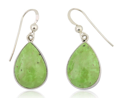 Navajo Dangle Earrings 925 Silver Natural Gaspeite Native Artist C.80's