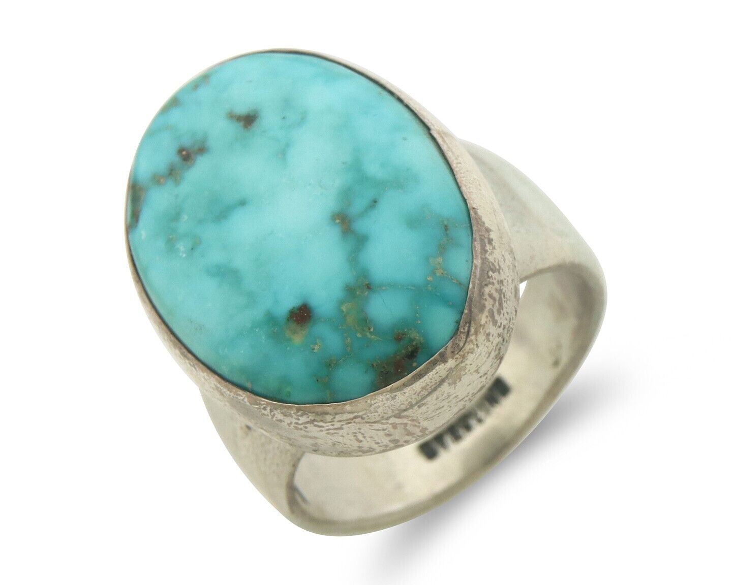 Navajo Ring 925 Sterling Turquoise Handmade Signed M Montoya C.80's Sz 8.5