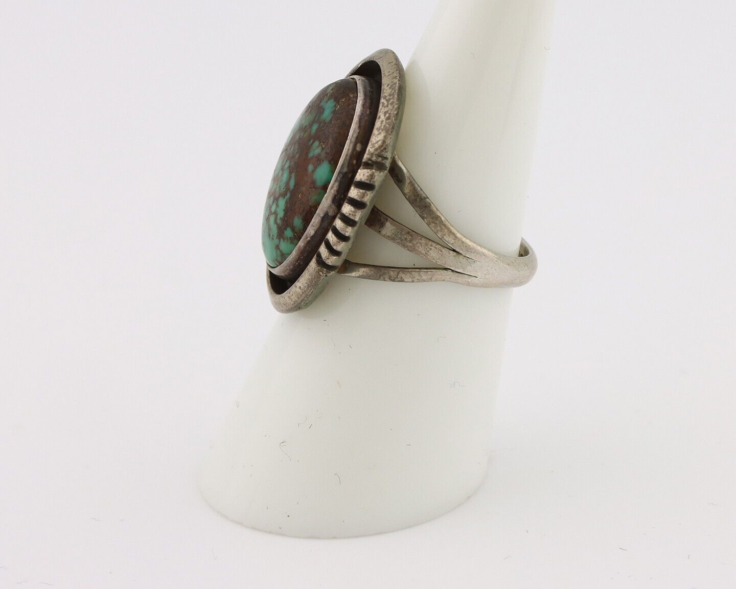 Navajo Handmade Ring 925 Silver Turquoise Artist Signed Denetdale C.80's