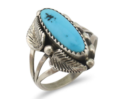 Navajo Ring .925 Silver Sleeping Beauty Turquoise Signed SkyStone Creations C80s