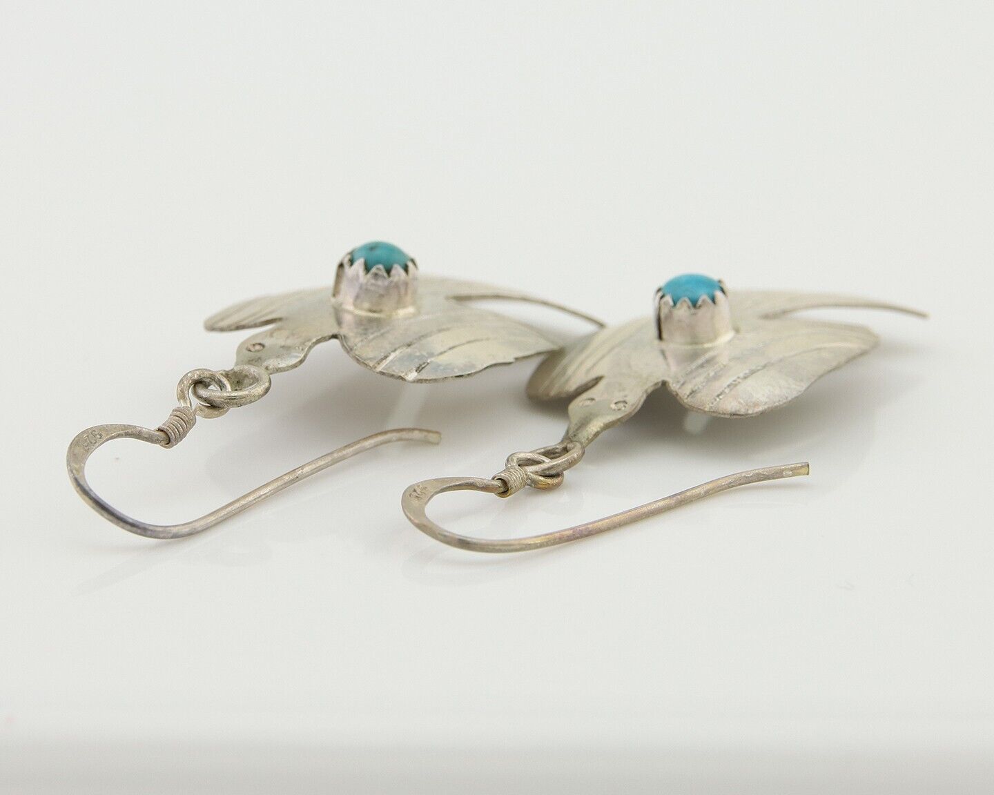 Navajo Thunderbird Earrings 925 Silver Natural Turquoise Native Artist C.80's