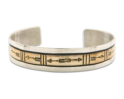 Navajo Bracelet 925 Silver & 12K Gold Cuff Artist Signed Randall Endito 80's