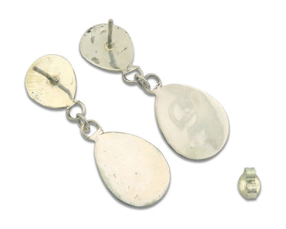 Navajo Earrings 925 Silver Natural Turquoise Native American Artist C80s