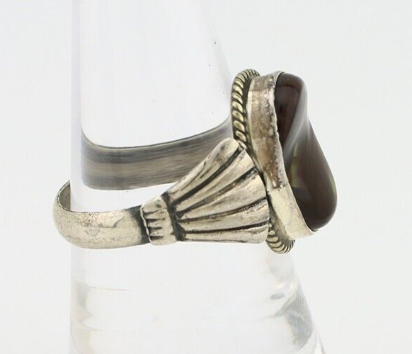Navajo Handmade Ring 925 Silver Natural High Grade Fire Opal Native Artist C.80s