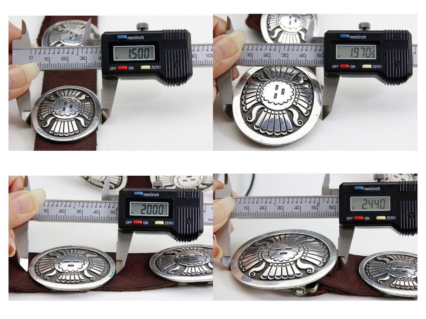 VTG Unworn Navajo Benny Benally .925 Silver Handmade Concho Belt