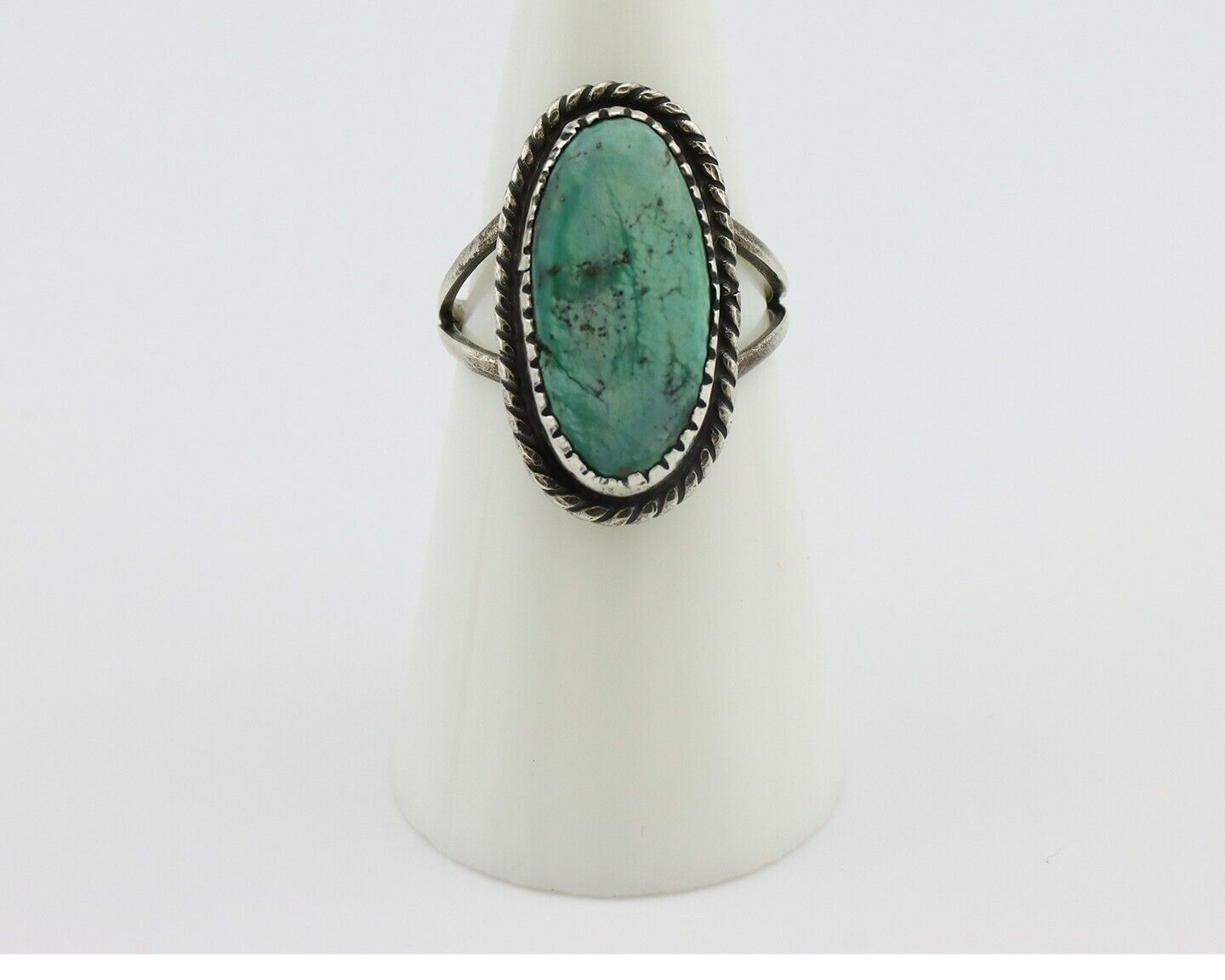 Navajo Ring 925 Silver Kingman Turquoise Native American Artist C.80's