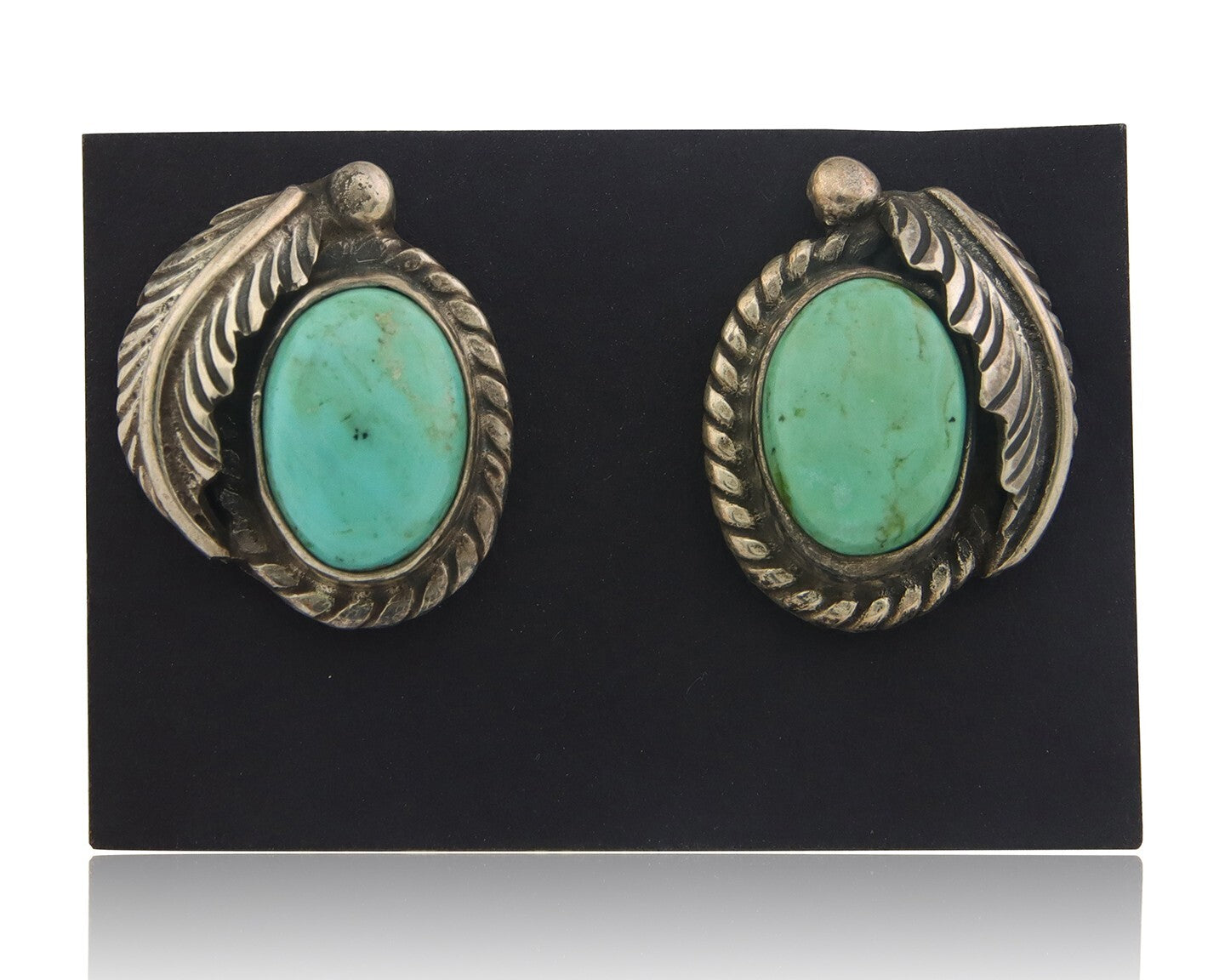 Navajo Earrings 925 Silver Natural Turquoise Native American Artist C.80's