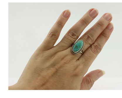 Navajo Ring 925 Silver Natural Blue Turquoise Signed M Montoya C.80's