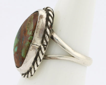 Navajo Ring 925 Silver Natural Turquoise Artist Signed Rabbit Stick C.80's