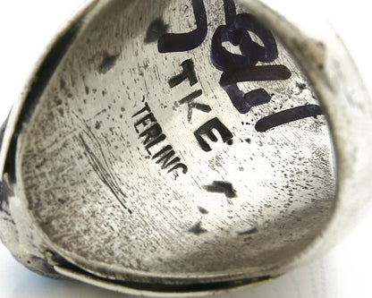Navajo Ring .925 Silver Handmade Sleeping Beauty Turquoise Signed TKE C.80's