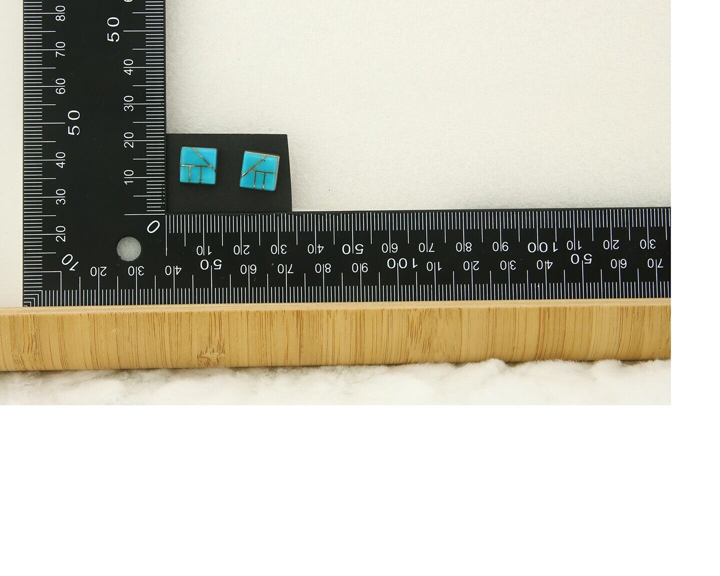 Navajo Earrings 925 Silver Natural Turquoise Artist Signed SM C.80's