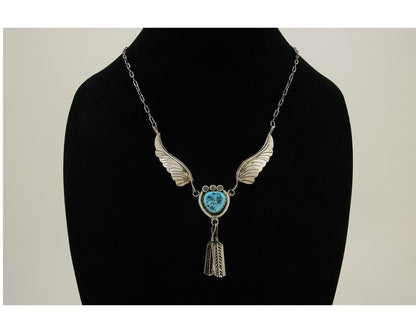 Navajo Turquoise Necklace 925 Silver Artist Signed Margie Chee C.80's