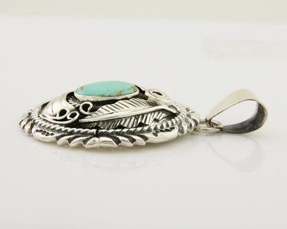 Navajo Pendant 925 Silver Natural Blue Turquoise Native American Artist C.80's