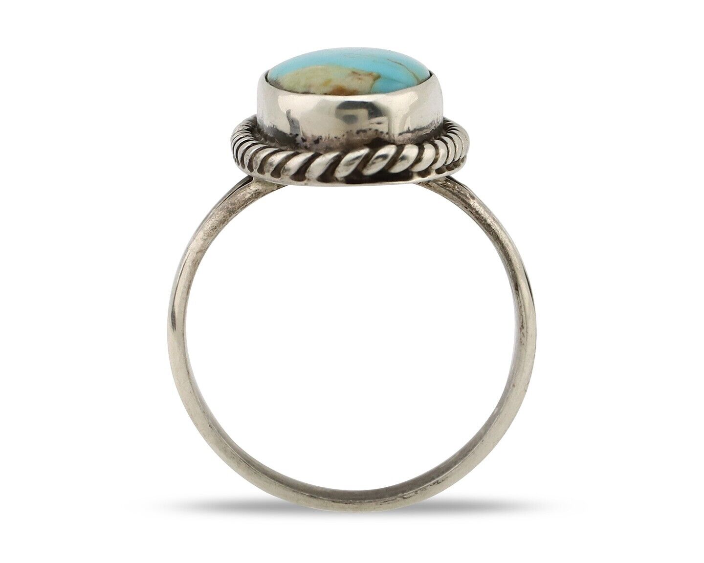 Navajo Ring 925 Silver Kingman Turquoise Artist Signed M Montoya C.80's