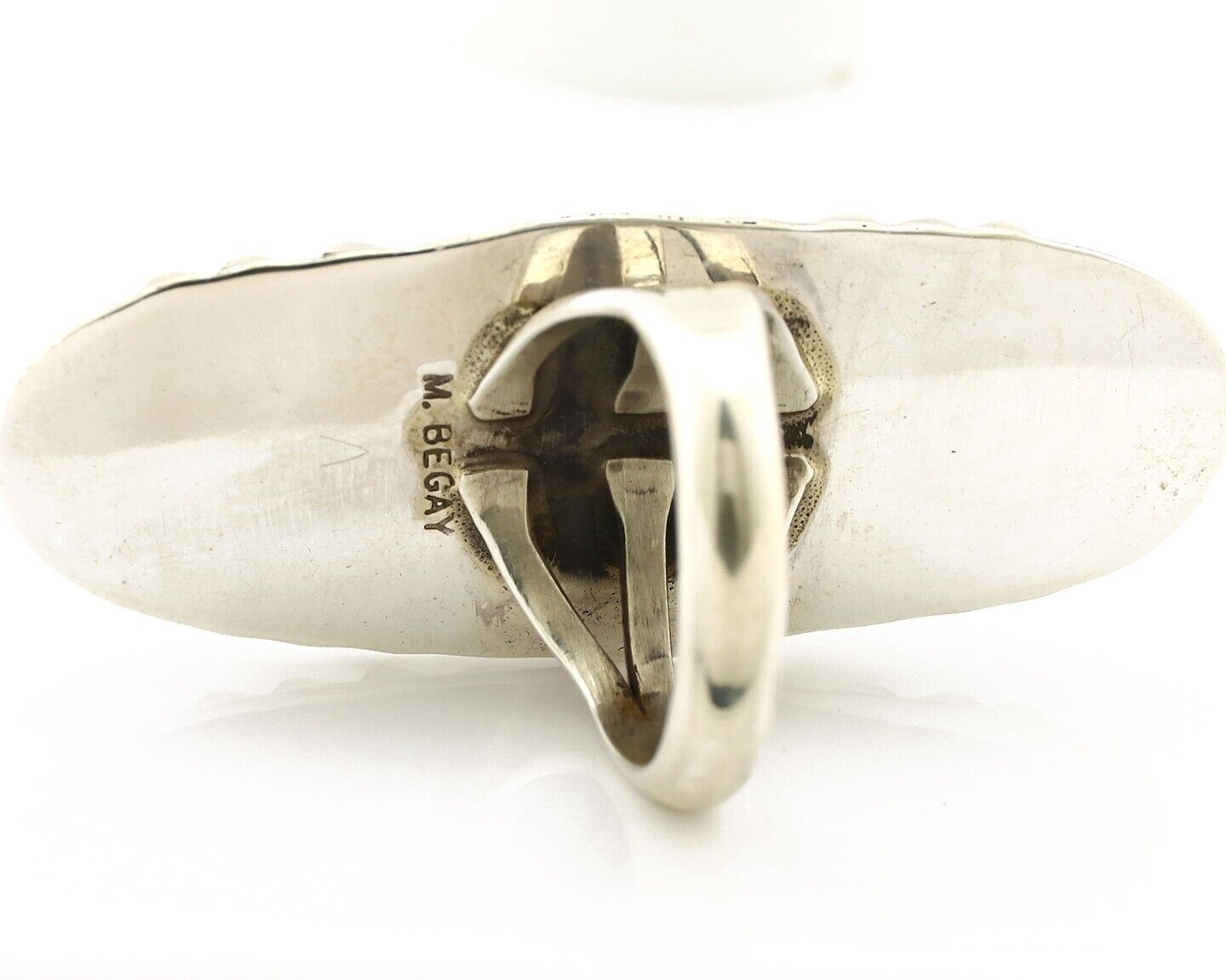 Navajo Ring 925 Silver Natural Mined Turquoise Artist Signed Mike Begay C.80's