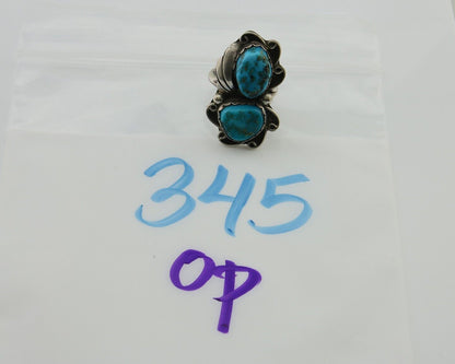 Navajo Ring 925 Silver Blue Turquoise Artist Signed F C.80's