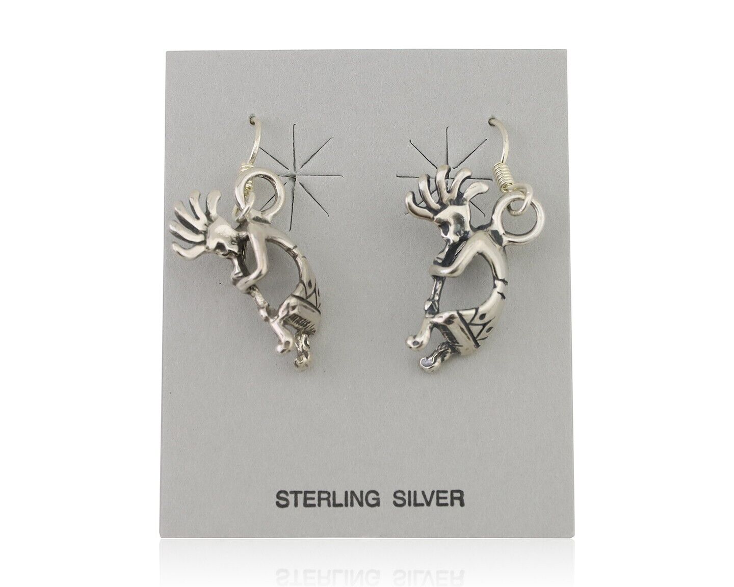 Navajo Kokopelli Dangle Earrings 925 Silver Native American Artist C.80's