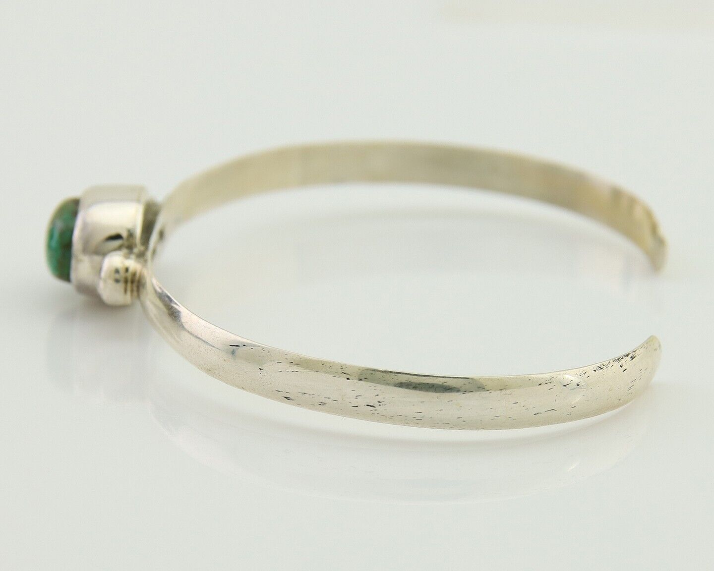 Navajo Cuff Bracelet Spiderweb Turquoise 925 Silver Native American Artist C.80s