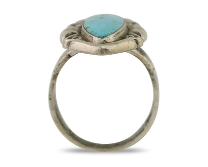 Navajo Ring 925 Silver Natural Blue Turquoise Native Artist Size 8.0 C.80's