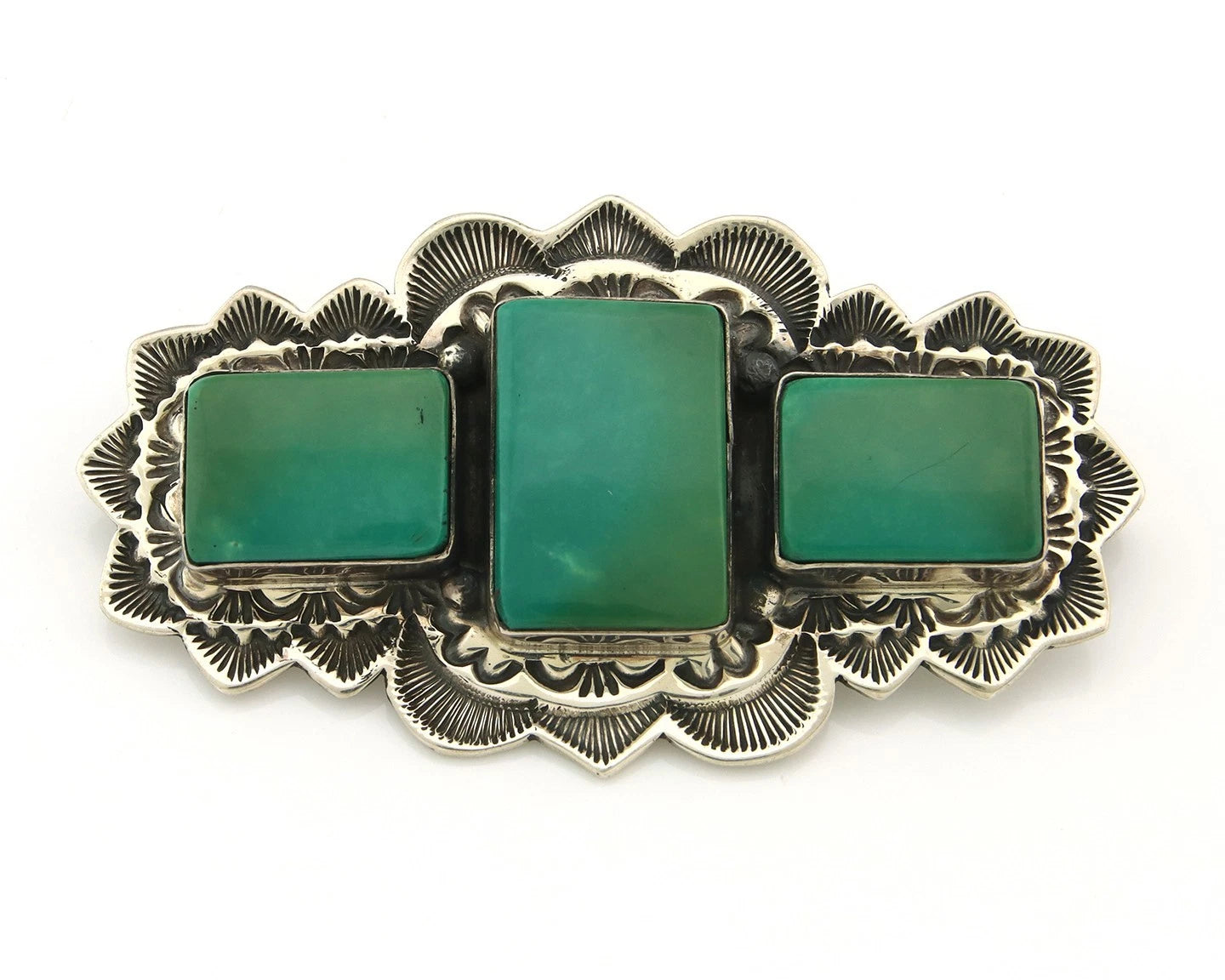 Navajo Handmade Pin Sterling Silver Turquoise Vintage Artist Signed B