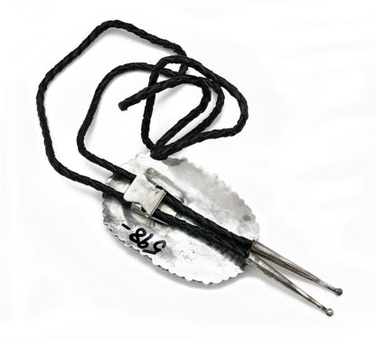 Zuni Handmade Hand Cut Natural Turquoise .925 SOLID Silver Bolo Tie