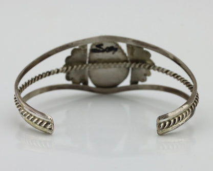 Navajo Bracelet 925 Silver Sleeping Beauty Turquoise Native American Artist C80s