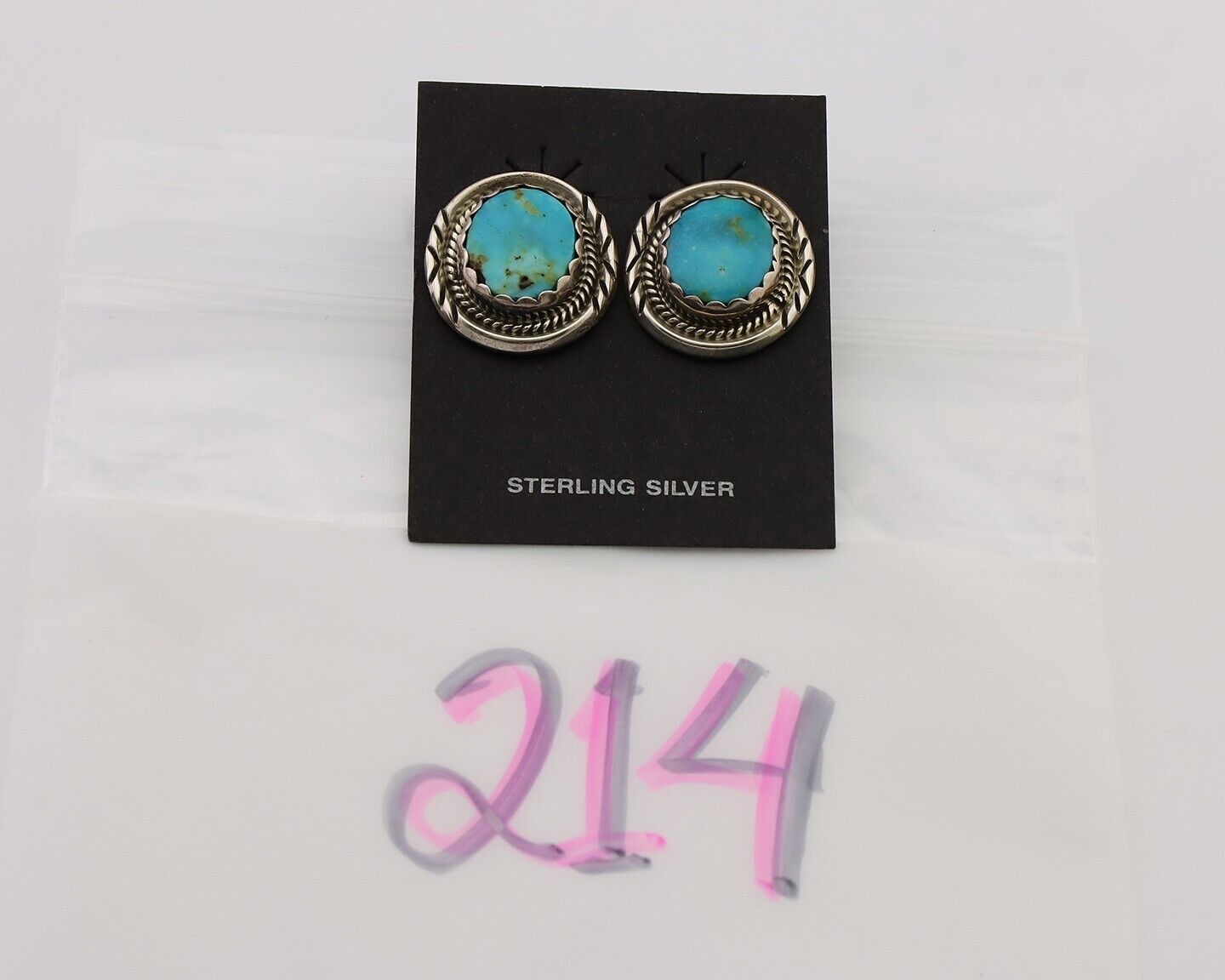 Navajo Earrings 925 Silver Natural Mined Turquoise Native American Artist C.80's