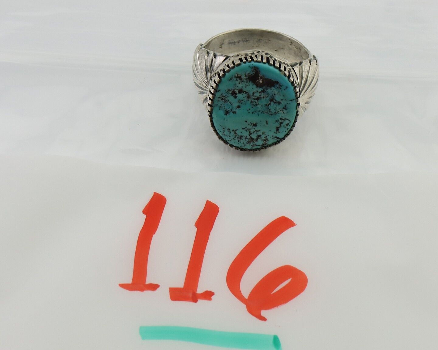 Navajo Ring 925 Silver Blue Sleeping Beauty Turquoise Artist Signed DK C.80's