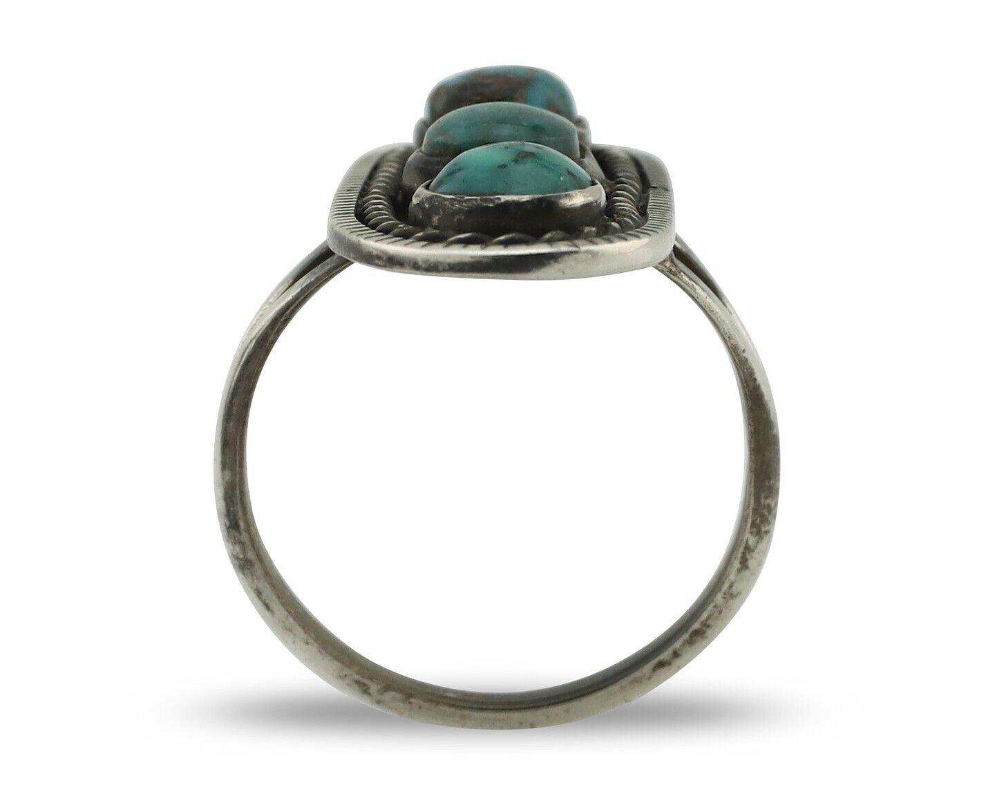 Navajo Ring 925 Silver Natural Blue Turquoise Native American Artist C.80's