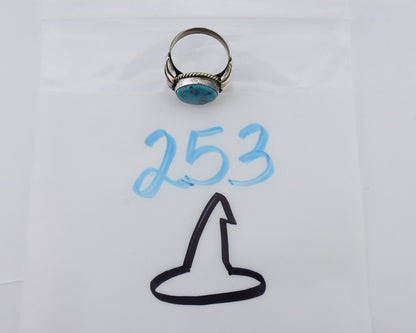 Navajo Handmade Ring 925 Silver Blue Turquoise Native American Artist C.80's