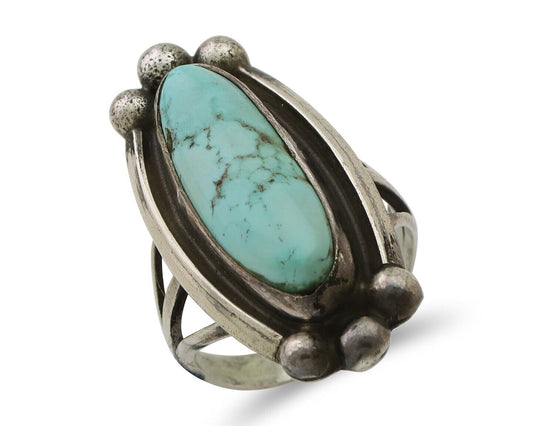 Navajo Turquoise Ring 925 Silver Native Artist Signed Sunrise Size 6.0 C.80's