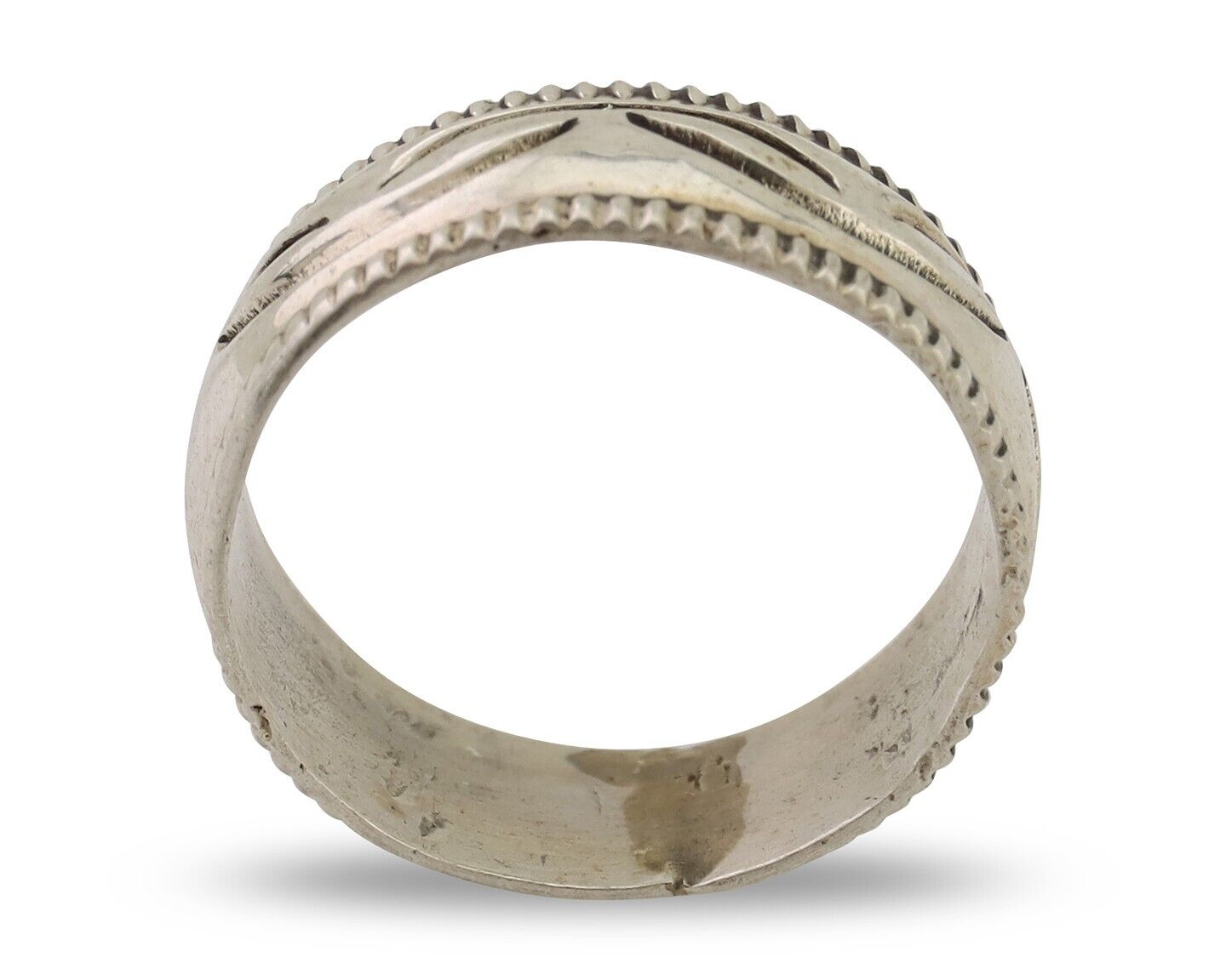 Navajo Hand Stamped Band 925 Silver 6.0 mm Native Artist Size 5.25 C.80's