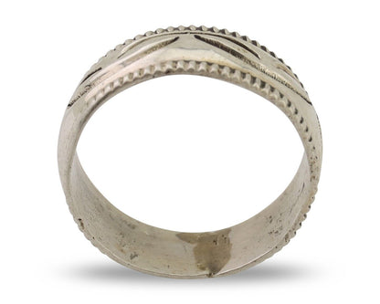 Navajo Hand Stamped Band 925 Silver 6.0 mm Native Artist Size 5.25 C.80's
